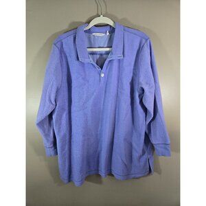 Soft Surroundings Periwinkle Cuddle Fleece Pullover 4 Button Sweater Sz PXL